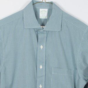 NWOT Brooks Brothers 15.5-32 Men's Dress Shirt Glue Green White Guncheck